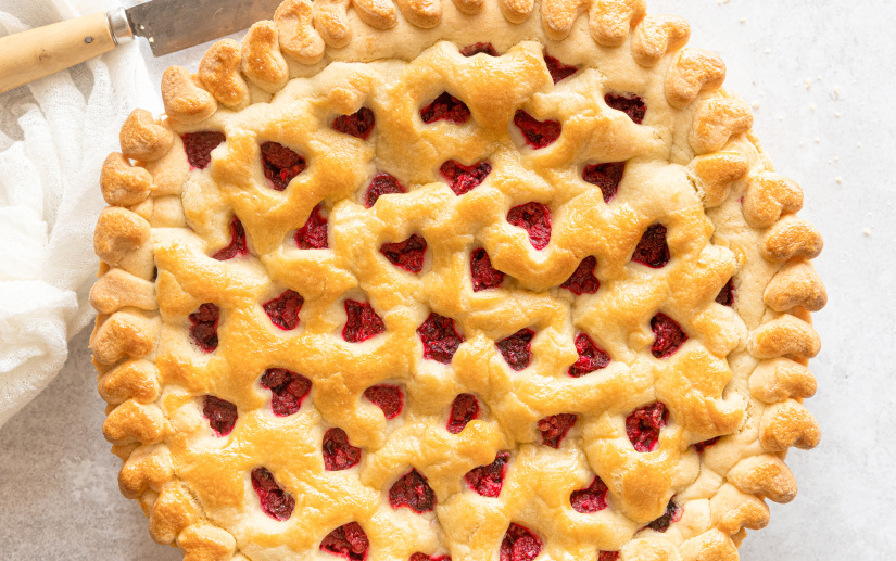 Gedeckte Himbeertarte